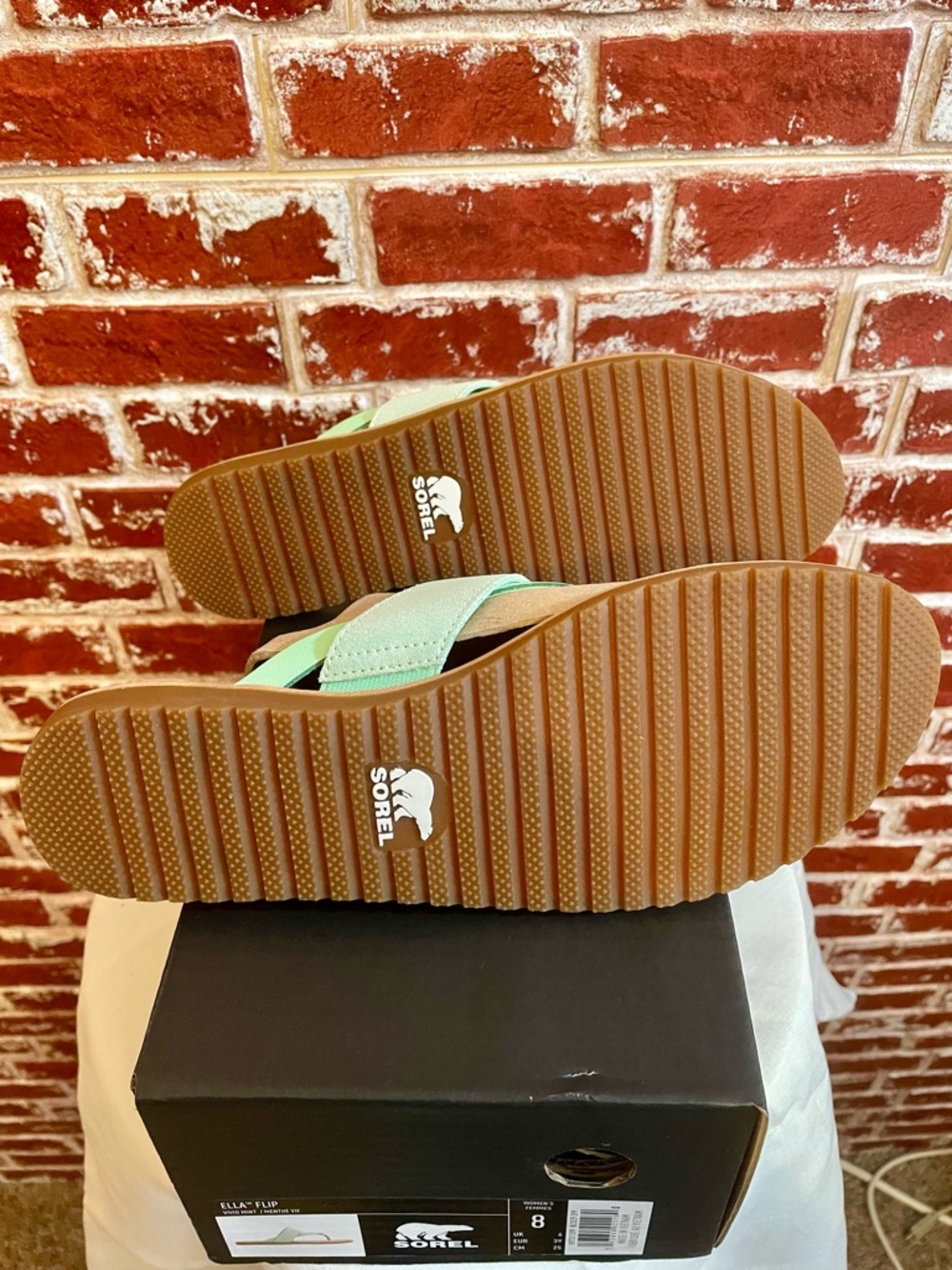 Sorel Ella Flip Sandal Vivid Mint Leather Suede Boho Mermaidcore NWT. 8 - Picture 4 of 9